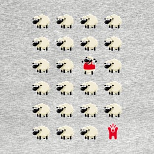 Red White Sleeve - Unique Sheep - Happy-Me T-Shirt